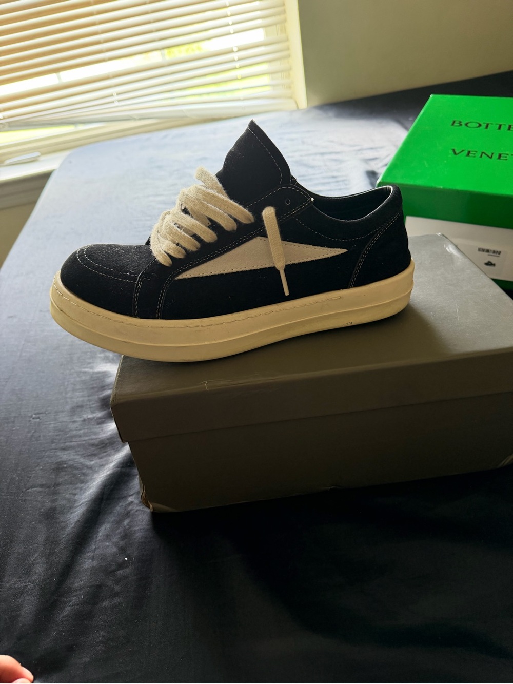 Rick Owens Kids Black and Cream Low-Top Sneakers
